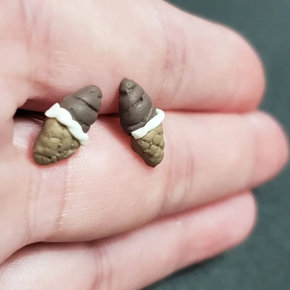 Polymer clay chocolate ice cream cone earrings